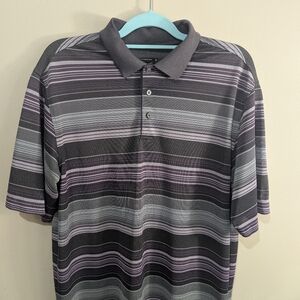 Striped Polo Shirt - Black and Gray